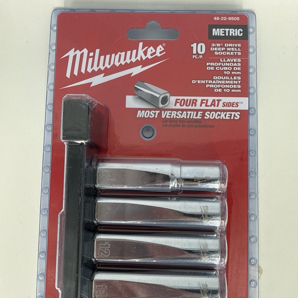 New Sealed Milwaukee 48-22-9505 3/8" Drive Deep Well Metric Socket Set - 10pc - Picture 5 of 6